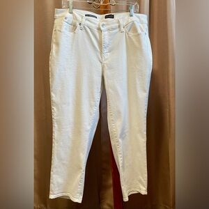 Talbots Women's High Rise Straight Leg 14W Jeans - Cream Plus Size